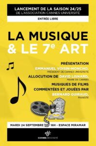 Conférence - Rentrée 2024  "La musique et le 7è Art" par Bernard Guiraud - 24-09-2024 - 2024